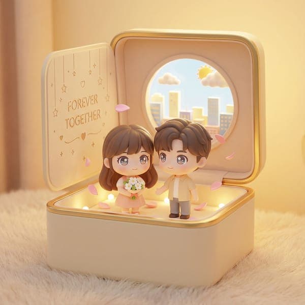3D Couple Jewelry Box Figurine