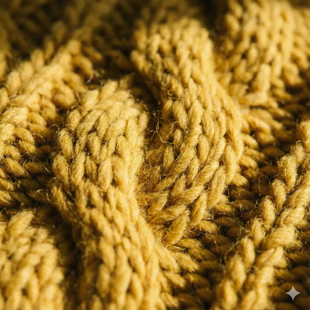 Chunky knit wool sweater tactile close-up photo created with Nano Banana Pro