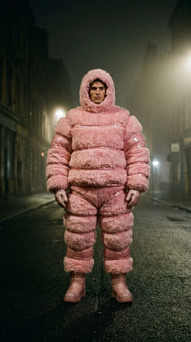 Fashion photography with Michelin-inspired suit